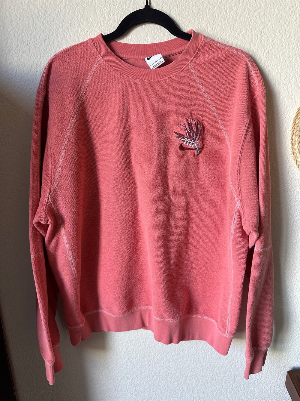 Nike Coral Crewneck Sweatshirt with Subtle Embroidery